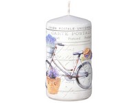 Svíčka s motivem kola a levandule