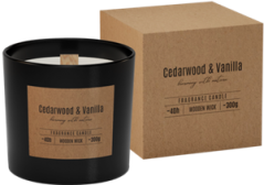 Svíčka ve skle s dřevěným knotem Cedarowood&Vanila