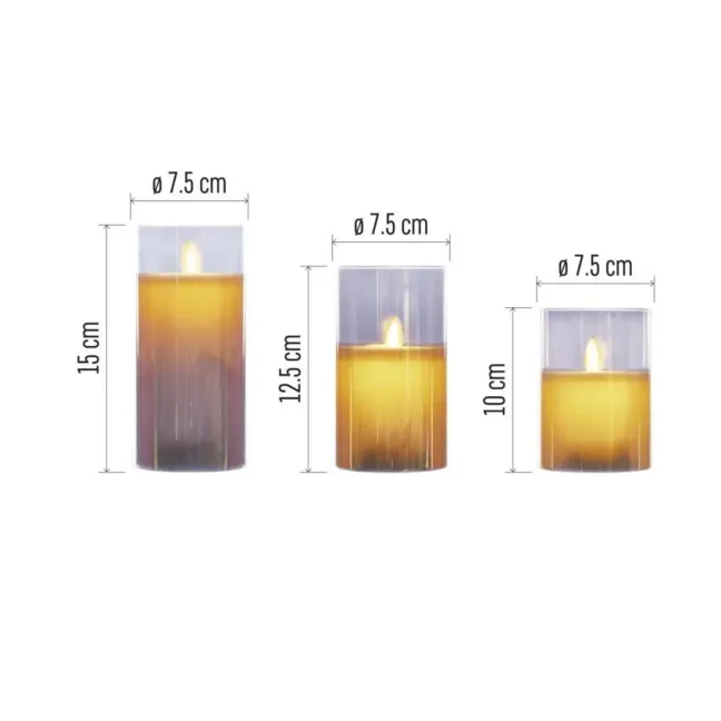 LED dekorace sada vosková svíčka ve skle