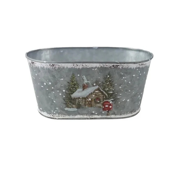 Květináč plechový vánoční